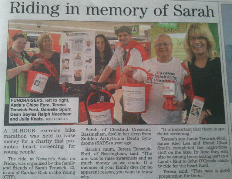 Fundraising in memory of Sarah Tenwick