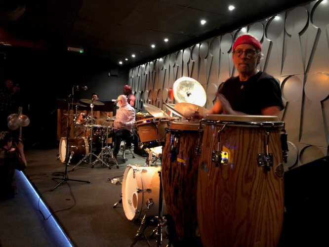 Dom Chico on congas, guest drummer Simon Mellish