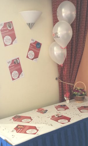 The CRY stand (the leaflets are on the table but off camera)