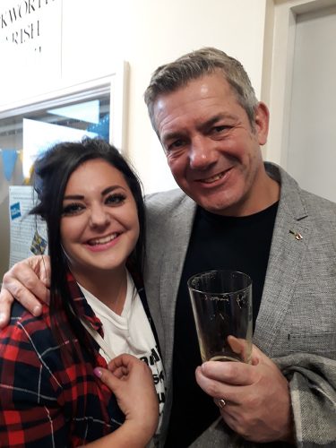 Rory's sister, Francesca with Castleford Tigers head coach, Daryl Powell who lent his support to the event. Castleford Tigers sponsored a barrel of real ale.