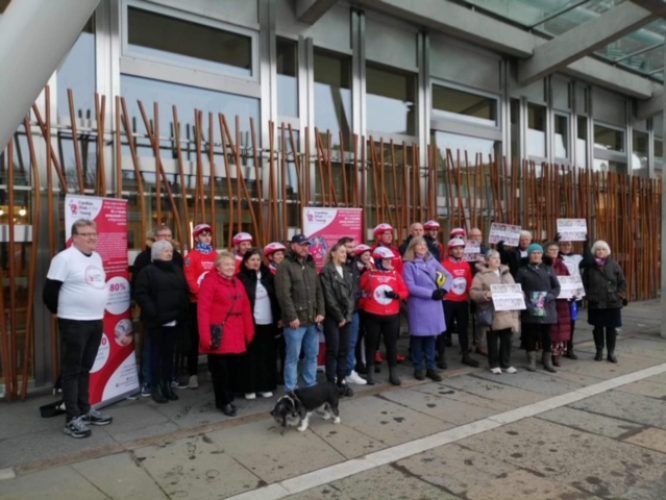 Scottish Families of CRY outside Scottish Parliament