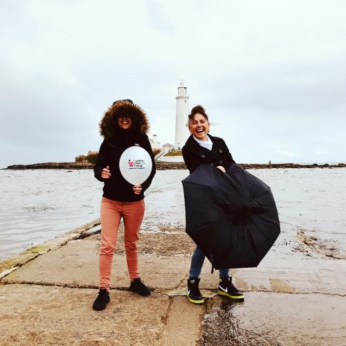 Susan Young at St Mary's Lighthouse duriung Seaside Walk 28 04 18